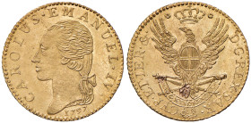 Carlo Emanuele IV (1796-1802) Mezza doppia 1797 - Nomisma 478 AU (g 4,57) RR Conservazione eccezionale
FDC