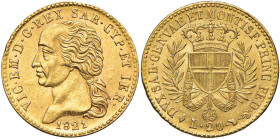Vittorio Emanuele I (1802-1821) 20 Lire 1821 - Nomisma 514 AU RRR Variante con PRINC senza punto. Conservazione eccezionale. Nella nostra asta 64 ha r...