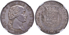 Vittorio Emanuele I (1802-1821) 5 Lire 1820 - Nomisma 519 AU R In slab NGC MS65 5791071-001. Esemplare di conservazione eccezionale con una splendida ...