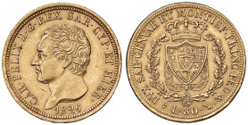 Carlo Felice (1821-1831) 80 Lire 1826 T - Nomisma 525 AU
BB+