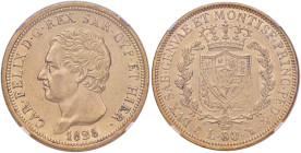 Carlo Felice (1821-1831) 80 Lire 1828 T P - Nomisma 530 AU RRR In slab NGC AU55 5785796-029
AU 55