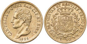 Carlo Felice (1821-1831) 20 Lire 1828 T L - Nomisma 549 AU Screpolatura al D/
BB/BB+