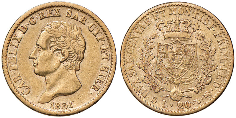 Carlo Felice (1821-1831) 20 Lire 1831 T senza punto dopo REX - Nomisma 555 AU R...