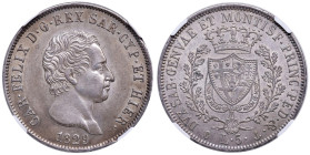 Carlo Felice (1821-1831) 5 Lire 1829 G - Nomisma 570 AG In slab NGC AU58 cod. 6339924-001
AU 58