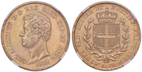 Carlo Alberto (1831-1849) 20 Lire 1832 G FERT - Nomisma 640 AU R In slab NGC MS62 6143415-004. Esemplare di qualità eccezionale per un 1832 FERT
MS 6...