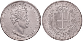 Carlo Alberto (1831-1849) 5 Lire 1840 G - Nomisma 692 AG Sigillato SPL/FDC da Gianfranco Erpini. Graffietti da lucidatura al D/
SPL/FDC