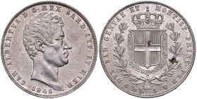Carlo Alberto (1831-1849) 5 Lire 1848 G - Nomisma 702 AG Screpolature al R/. Porosità al D/. Leggermente lucidato
SPL+/qFDC