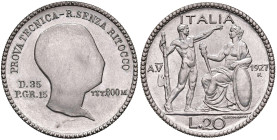 Vittorio Emanuele III (1900-1946) 20 Lire 1927 A. V Prova Tecnica Senza Ritocco - Luppino PP138 AG (g 14,99) RRRR Moneta estremamente rara ed in altis...