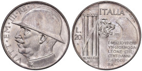 Vittorio Emanuele III (1900-1946) 20 Lire 1928 2° Prova - Luppino PP 147 (nel campo punzone argento 800) AG (g 20,05) RRRR Moneta estremamente rara ed...