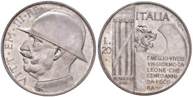 Vittorio Emanuele III (1900-1946) 20 Lire 1928 Elmetto 2° Prova - Luppino PP 146 AG (g 15,06) RRRR Come noto, della famosa moneta da 20 lire 1928 dett...