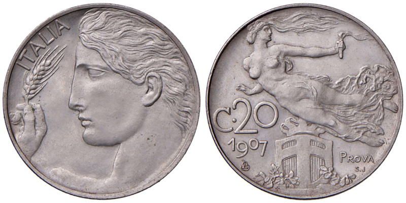 Vittorio Emanuele III (1900-1946) 20 Centesimi 1907 Prova Stabilimento Johnson M...