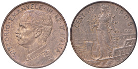 Vittorio Emanuele III (1900-1946) 10 Centesimi 1908 Prova - Luppino PP 238 BR (g 9,98) RRRR Esemplare di conservazione eccezionale dal metallo brillan...