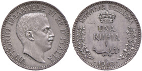 Vittorio Emanuele III (1900-1946) Somalia - Rupia 1910 Prova var. Sabbiata - Luppino PP 304 AG (g 11,62) RRR Moneta in conservazione eccezionale, dai ...