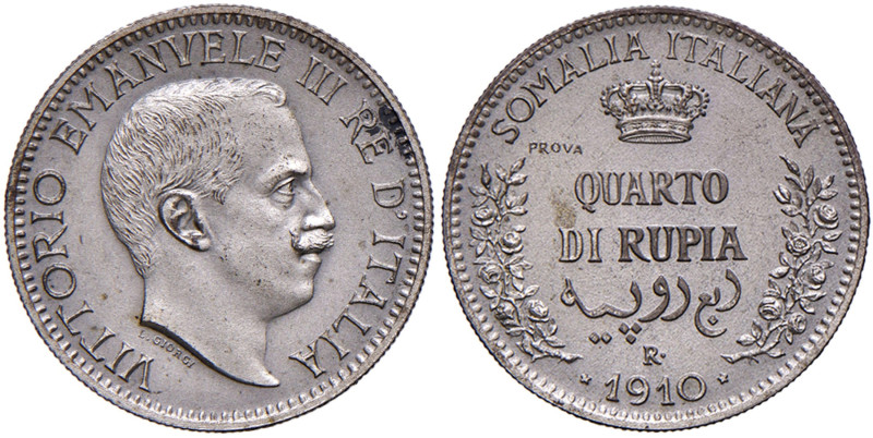 Vittorio Emanuele III (1900-1946) Somalia - Quarto di Rupia 1910 var. Sabbiata -...