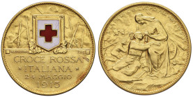 CROCE ROSSA Medaglia (50 Lire) 1915 II emissione (n. 220) - Cavazzoni 5 AU (g 15,14) RR Graffietto al D/
SPL