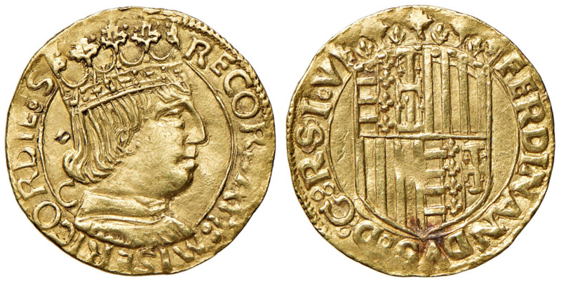 NAPOLI Ferdinando I d’Aragona (1458-1494) Ducato sigla C - MIR 64/6 AU (g 3,52) ...