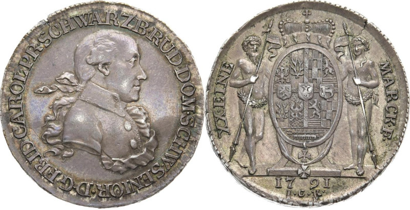 SCHWARZBURG - RUDOLSTADT
Friedrich Karl, 1790 - 1793. 1/2 Konventionstaler 1791...