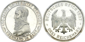 WEIMARER REPUBLIK
 3 Reichsmark 1927, Stuttgart. In US-Plastikholder der NGC mit der Bewertung PF 63 CAMEO (3640664-030). J. 328. Winzige Haarlinien,...