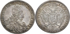 HABSBURGER BIS 1866
Karl VI., 1711 - 1740. Reichstaler 1721, Hall. Voglh. 259 II; Dav. 1053; M./T. 843. 28.65 g. Sehr attraktives Exemplar mit hübsch...