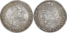 HABSBURGER BIS 1866
Matthias, 1608-1612-1619 Reichstaler 1610, Wien. Dav. 3037. 27.82 g. Fast sehr schön