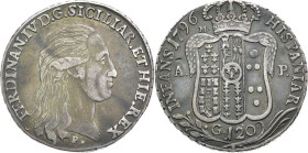 ITALIEN NEAPEL
Ferdinand IV./I., 1759 - 1825. Piastra zu 120 Grana 1796, Neapel. CNI 263; Dav. 1409. 27.40 g. Sehr schön