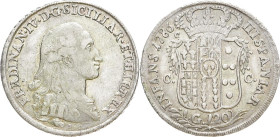 ITALIEN NEAPEL UND SIZILIEN
Ferdinand IV. /I. von Bourbon, 1759-1825. Piastra zu 120 Grana 1786, Neapel. Pannuti/Riccio 50 a; Dav. 1406. 27.19 g. Seh...