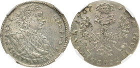 RUSSLAND GROSSFUERSTENTUM / KAISERREICH
Peter I., 1682 / 1689 - 1725. Tympf 1707, Moskau, Münzhof Kadashevsky. In US-Plastikholder der NGC mit der Be...