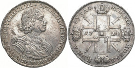 RUSSLAND GROSSFUERSTENTUM / KAISERREICH
Peter I., 1682 / 1689 - 1725. Rubel 1724, St. Petersburg. Sonnenrubel. Bitkin 1319 (R); Diakov 1453 (R3). 27....