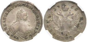 RUSSLAND GROSSFUERSTENTUM / KAISERREICH
Elisabeth, 1741 - 1761. Polupoltinnik 1758 MMD, Moskau, Roter Münzhof. In US-Plastikholder der NGC mit der Be...