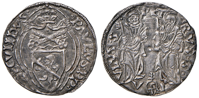 Ancona. Paolo II (1464-1471). Terzo di grosso (segno Francesco Nicolai) AG gr. 1...