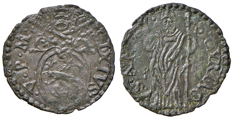 Ancona. Sisto V (1585-1590). Quattrino MI gr. 0,50. Muntoni 86. Berman 1355. Dub...