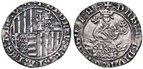 (L') Aquila. Alfonso I d’Aragona (1442-1458). Carlino AG gr. 2,81. CNI 4 var. MEC 14, –. D’Andrea-Andreani 69 var. MIR – (cfr. 75, ma con segno di zec...