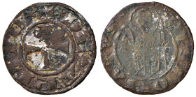 Arezzo. Guido Tarlati di Pietramala vescovo (1313-1326). Grosso da 6 denari o grossetto MI gr. 0,84. CNI 16. MIR 14. Molto raro. Residui di argentatur...