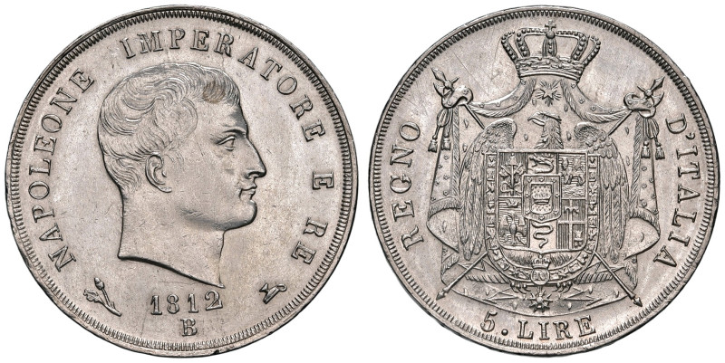Bologna. Napoleone I re d’Italia (1805-1814). Da 5 lire 1812 AG. Pagani 51a. Chi...
