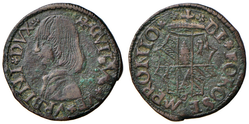 Fossombrone. Guidobaldo I di Montefeltro (1482-1508). Quattrino MI gr. 1,90. CNI...