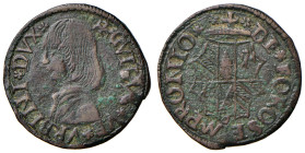 Fossombrone. Guidobaldo I di Montefeltro (1482-1508). Quattrino MI gr. 1,90. CNI 4. Ravegnani Morosini 13. Cavicchi 18. Ex asta Nomisma 31/2006, 719. ...