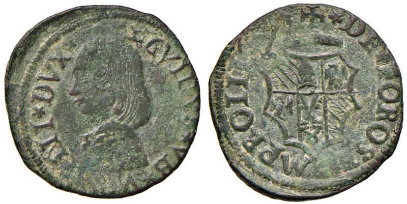 Fossombrone. Guidobaldo I di Montefeltro (1482-1508). Quattrino MI gr. 1,86. CNI...