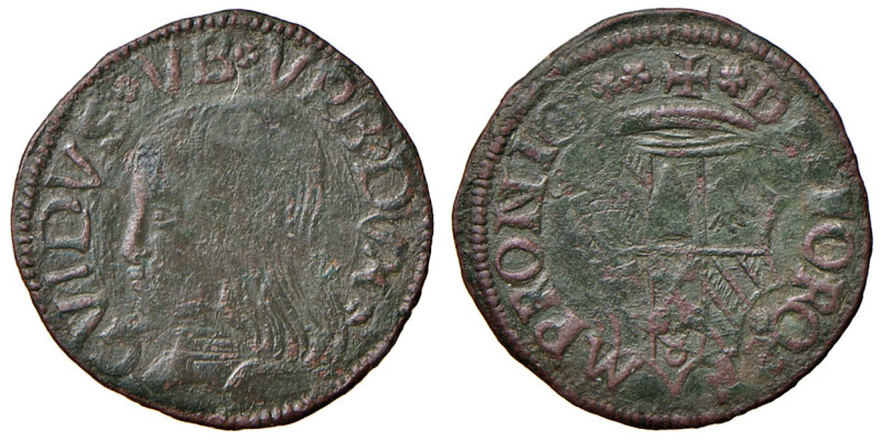 Fossombrone. Guidobaldo I di Montefeltro (1482-1508). Quattrino MI gr. 1,38. CNI...