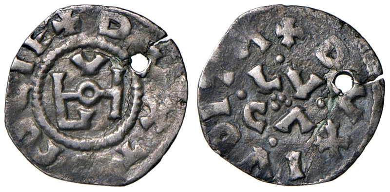 Lucca. Ugo II e Giuditta (990-1002). Denaro AG gr. 0,99. Bellesia 1/B (questo es...
