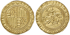 Napoli. Alfonso I d’Aragona (1442-1458). Sesquiducato o da un ducato e mezzo AV gr. 5,27. P.R. 2. MIR 53. Vall-Llosera i Tarrés 3 (Gaeta). Raro. Bell’...