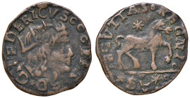 Napoli. Federico III d’Aragona (1496-1501). Cavallo (ribattuto su cavallo di Carlo VIII) AE gr. 1,51. P.R. 14. MIR 110. Vall-Llosera i Tarrés 344b. Ex...
