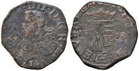 Napoli. Filippo IV di Spagna (1621-1665). Grano 1638 (sigle GA/C; Giovanni Andrea Cavo m.d.z., 1636-1649) CU gr. 9,71. P.R. 70. MIR 261/2. Magliocca 7...