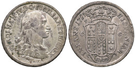 Napoli. Ferdinando IV di Borbone (1759-1816). I periodo: 1759-1799. Da 120 grana 1785 (sigle c/C-C) AG gr. 26,88. P.R. 49. MIR 369. Magliocca 242. Ex ...