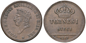 Napoli. Ferdinando I di Borbone (1816-1825). Da 10 tornesi 1819 CU. Pagani 91c. P.R. 13. MIR 466. Magliocca 450. Buon BB