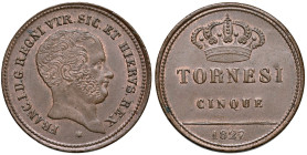 Napoli. Francesco I di Borbone (1825-1830). Da 5 tornesi 1827 CU. Pagani 122a. P.R. 16. MIR 481/1. Magliocca 475. Ex asta Nomisma 54/2016, 1369 (defin...