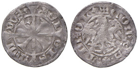 Merano. Sigismondo IV (1446-1490). Grosso tirolino 1460-1477 (Contrassegno: rosa a cinque petali senza punto al centro) AG gr. 0,98. CNTM M604. BB
