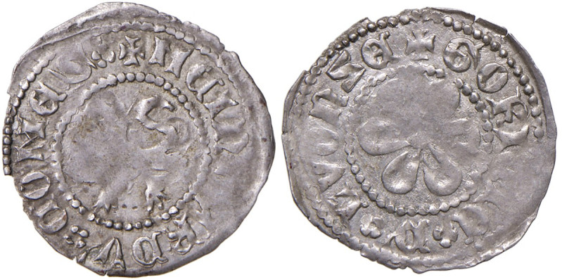 Gorizia. Mainardo VII conte (1342-1385). Denaro AG gr. 0,55. Rizzolli L5J var. M...