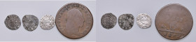 Antichi Stati. Lotto di quattro monete. Stato Pontificio. Giovanni XXII (1316-1334). Denaro paparino MI. Montefiascone. Benedetto XII (1334-1342). Den...