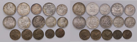 Città del Vaticano. Lotto di quindici monete. Pio XI (1922-1939). Da 10 lire 1929/VIII e 1934/XIII AG. Da 5 lire 1929/VIII. Sede Vacante 1939. Da 10 e...