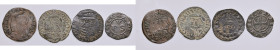 Ducato d’Urbino e Ravenna. Lotto di quattro monete. Guidobaldo I di Montefeltro (1482-1508). Quattrino (Casteldurante) AE (2). Francesco Maria II dell...